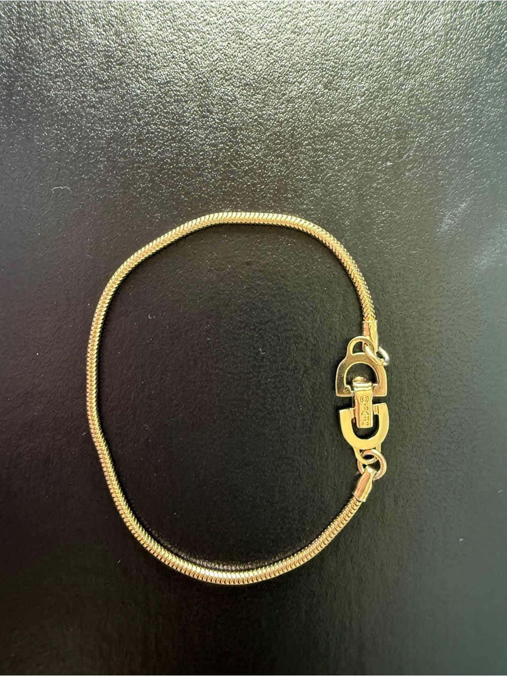 Vintage Christian Dior Gold Tone Snake Chain Bracelet Signed